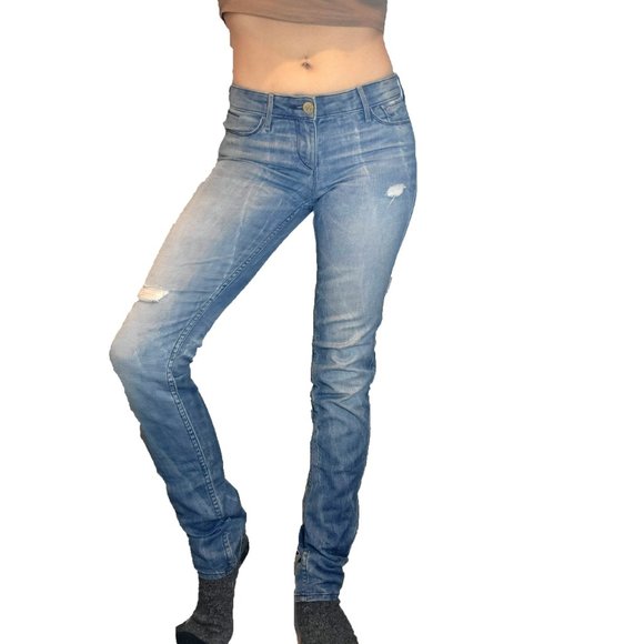Habitual Tory Burch Bootcut Lightwash Mid-Rise Studded Distressed Jeans size 25 - Picture 3 of 12